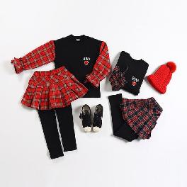 [quelque chose] Checked skirt and Leggings