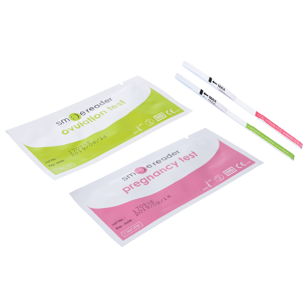 Smilereader app that can be used together with ovulation and pregnancy test kit