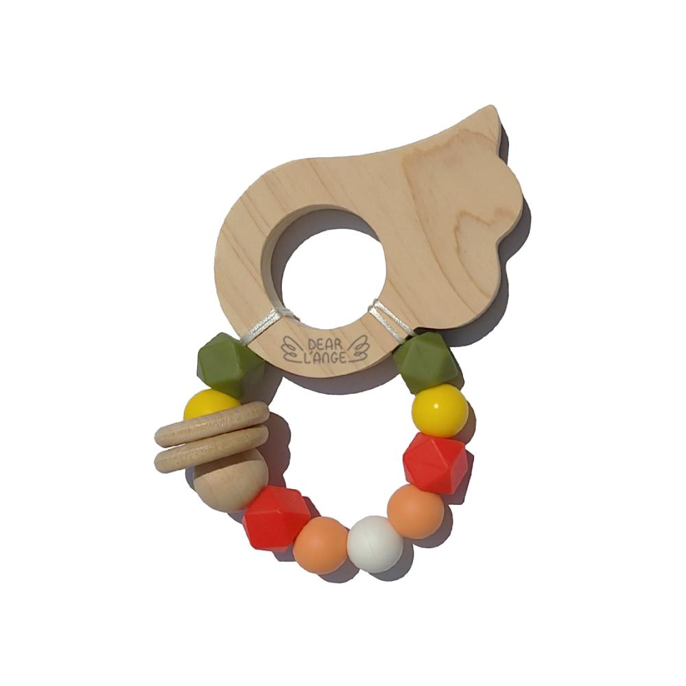 Korean Wooden Teething Toy Company, HINOKI WOODEN TEETHER TOY with Rattle