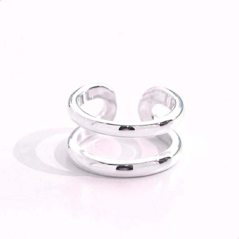 925 Silver Double Band Layered Free Size Open Ring