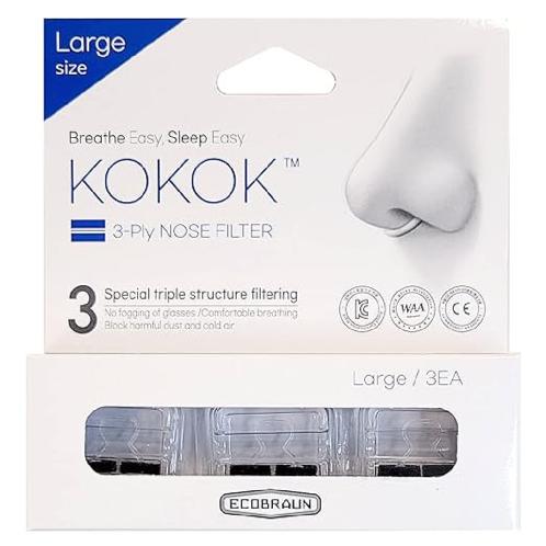 KOKOK 3-Ply Nose Filter Reusable Breathable Nasal Plugs Air Filteration for Dust, Pollution, Block C | Large Nose Filter, Reusable Nasal Plugs, 3-Ply Design, Breathable Filters, Dust Protection, Pollution Filter, Cold Air Blocker, Pack of 3, Respiratory Health, Nasal Air Filtration